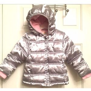 HealthTex Girls Silver Winter Bubble Puffer Coat